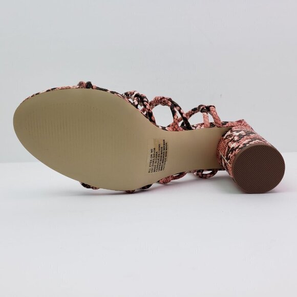 Just Fab All Eyes On Me Womens 7.5 Coral Snake Strappy Dress 3.75" Heel Sandals - Picture 8 of 12